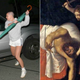 "Britney Spears bashes a photographer's car with an umbrella, 2007 // 'Judith Beheading Holofernes' by Giovanni Baglione, 1608." (Screenshot: Twitter)